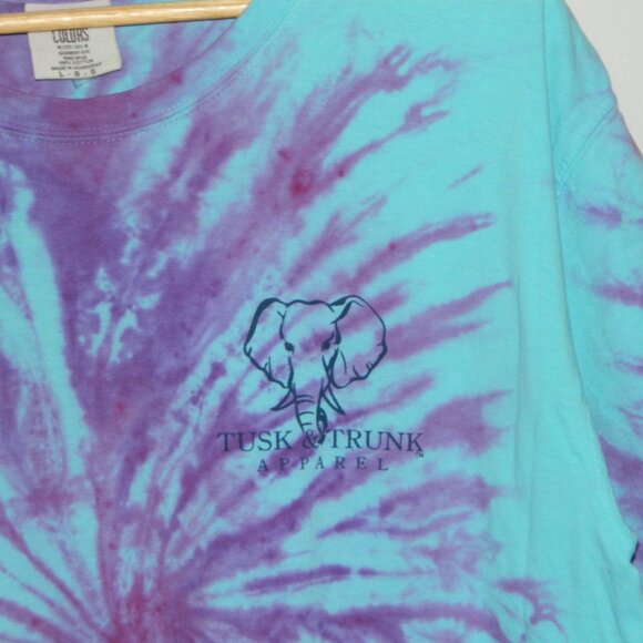 2 for/$30 Comfort Colors Tusk & Trunk Apparel Cotton Tie Die Tee Shirt Size L - Picture 4 of 11